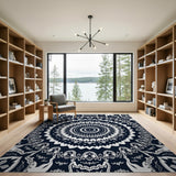 Navy Mandala Geometric Area Rug