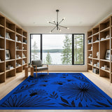 Blue Daisy Bee Floral Area Rug