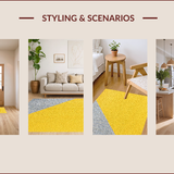 Ultra Soft Area Rug, Non Slip, Stain Resistant, Washable Area Rugs for Living Room, Bedroom, Machine Washable Yellow Grey Rug for Contemporary Spaces(Yellow)