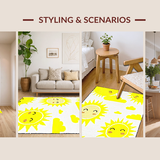Ultra Soft Area Rug, Non Slip, Stain Resistant, Washable Area Rugs for Living Room, Bedroom, Happy Sunshine Inspired Art(Yellow)