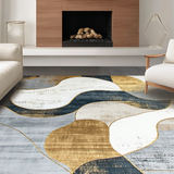 Ultra Soft Area Rug, Non Slip, Stain Resistant, Washable Area Rugs for Living Room, Bedroom, Elegant Abstract Gold and Grey Motif(Gray)