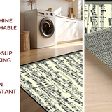 Ultra Soft Area Rug, Non Slip, Stain Resistant, Washable Area Rugs for Living Room, Bedroom, Eclectic Vintage Music Notes Motif(Black)