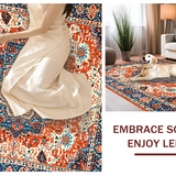 Ultra Soft Area Rug, Non Slip, Stain Resistant, Washable Area Rugs for Living Room, Bedroom, Vivid Floral Medallion Aesthetic(Red)