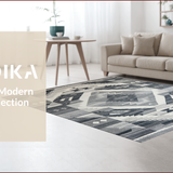 Ultra Soft Area Rug, Non Slip, Stain Resistant, Washable Area Rugs for Living Room, Bedroom, Elegant Silver Layered Patterns(Gray)
