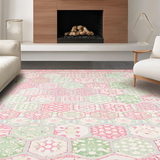 Ultra Soft Area Rug, Non Slip, Stain Resistant, Washable Area Rugs for Living Room, Bedroom, Charming Pastel Egg Motif(Pink)