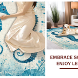 Ultra Soft Area Rug, Non Slip, Stain Resistant, Washable Area Rugs for Living Room, Bedroom, Trendy Ocean-Themed Area Rug with Decorative Seahorse and Shell Patterns(Blue)
