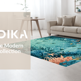 Ultra Soft Area Rug, Non Slip, Stain Resistant, Washable Area Rugs for Living Room, Bedroom, Oceanic Wonderland Low Pile Rug With Aquatic Life Design And Wave Border(Blue)