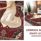 Ultra Soft Area Rug, Non Slip, Stain Resistant, Washable Area Rugs for Living Room, Bedroom, Chic Warm Toned Floral Motif(Red)