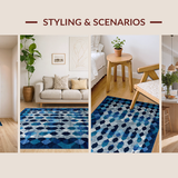 Ultra Soft Area Rug, Non Slip, Stain Resistant, Washable Area Rugs for Living Room, Bedroom, Luxurious Textured Striped Motif(Blue)