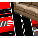 Ultra Soft Area Rug, Non Slip, Stain Resistant, Washable Area Rugs for Living Room, Bedroom, Chic Monochrome Geometric Motif(Red)