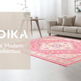 Ultra Soft Area Rug, Non Slip, Stain Resistant, Washable Area Rugs for Living Room, Bedroom, Sophisticated Rustic Floral Touch(Red)