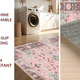 Ultra Soft Area Rug, Non Slip, Stain Resistant, Washable Area Rugs for Living Room, Bedroom, Stylish Circular Pastel Harmony(Pink)