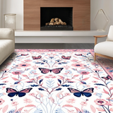 Ultra Soft Area Rug, Non Slip, Stain Resistant, Washable Area Rugs for Living Room, Bedroom, Whimsical Butterfly Motif Delight(Pink)