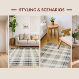 Ultra Soft Area Rug, Non Slip, Stain Resistant, Washable Area Rugs for Living Room, Bedroom, Contemporary Soft Lattice Design(Beige)