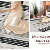 Ultra Soft Area Rug, Non Slip, Stain Resistant, Washable Area Rugs for Living Room, Bedroom, Boho Graphic Striped Carpet Washable Reversible Handcrafted Look(Gray)