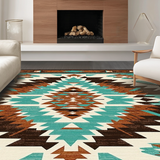 Ultra Soft Area Rug, Non Slip, Stain Resistant, Washable Area Rugs for Living Room, Bedroom, Minimalist Aztec Linear Patterns(Brown)