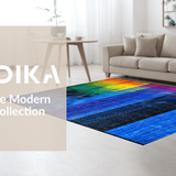 Ultra Soft Area Rug, Non Slip, Stain Resistant, Washable Area Rugs for Living Room, Bedroom, Vibrant Rainbow Swirl Motif(Blue)
