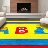 Ultra Soft Area Rug, Non Slip, Stain Resistant, Washable Area Rugs for Living Room, Bedroom, Playful Numbered Animal Theme(Yellow)