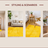 Ultra Soft Area Rug, Non Slip, Stain Resistant, Washable Area Rugs for Living Room, Bedroom, Modern Geometric Home Office Plush Area Carpet(Yellow)