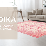 Ultra Soft Area Rug, Non Slip, Stain Resistant, Washable Area Rugs for Living Room, Bedroom, Chic Vintage Blossom Motif(Pink)