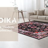 Vibrant Retro Botanical Print(Black)