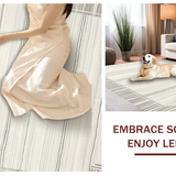Ultra Soft Area Rug, Non Slip, Stain Resistant, Washable Area Rugs for Living Room, Bedroom, Classic Neutral Striped Elegance(Beige)