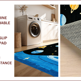Ultra Soft Area Rug, Non Slip, Stain Resistant, Washable Area Rugs for Living Room, Bedroom, Vivid Outer Space Decorative Theme(Black)