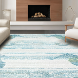 Ultra Soft Area Rug, Non Slip, Stain Resistant, Washable Area Rugs for Living Room, Bedroom, Marine Inspired Light Blue Rug with Stylized Seahorse and Fluid Coastal Patterns(Blue)