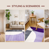 Ultra Soft Area Rug, Non Slip, Stain Resistant, Washable Area Rugs for Living Room, Bedroom, Dynamic Arc Pattern Motif(Purple)