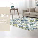 Ultra Soft Area Rug, Non Slip, Stain Resistant, Washable Area Rugs for Living Room, Bedroom, Modern Floral Washable Living Room(White)