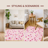 Ultra Soft Area Rug, Non Slip, Stain Resistant, Washable Area Rugs for Living Room, Bedroom, Elegant Floral Contemporary Style(Pink)