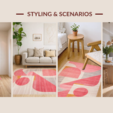Ultra Soft Area Rug, Non Slip, Stain Resistant, Washable Area Rugs for Living Room, Bedroom, Ribbon-Shaped Rug with Chic Uno Reverse Symbol in Soft Pink Hues(Pink)