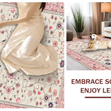Ultra Soft Area Rug, Non Slip, Stain Resistant, Washable Area Rugs for Living Room, Bedroom, Chic Earthy Floral Arrangement(Ivory)