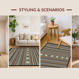 Ultra Soft Area Rug, Non Slip, Stain Resistant, Washable Area Rugs for Living Room, Bedroom, Elegant Southwestern Patterned Motif(Gray)