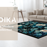 Chic Black Floral Fusion(Blue)