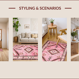 Ultra Soft Area Rug, Non Slip, Stain Resistant, Washable Area Rugs for Living Room, Bedroom, Charming Rustic Cowgirl Aesthetic(Pink)