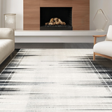 Ultra Soft Area Rug, Non Slip, Stain Resistant, Washable Area Rugs for Living Room, Bedroom, Inkwell Stripe: Casual Cotton Rug, Graphic Black and White Lines(Black)