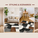 Ultra Soft Area Rug, Non Slip, Stain Resistant, Washable Area Rugs for Living Room, Bedroom, Rustic Tiled Patterned Aesthetic(Gray)