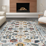 Ultra Soft Area Rug, Non Slip, Stain Resistant, Washable Area Rugs for Living Room, Bedroom, Artistic Ogee Floral Theme(Gray)