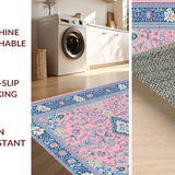 Ultra Soft Area Rug, Non Slip, Stain Resistant, Washable Area Rugs for Living Room, Bedroom, Artistic Retro Floral Composition(Pink)