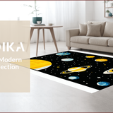 Ultra Soft Area Rug, Non Slip, Stain Resistant, Washable Area Rugs for Living Room, Bedroom, Colorful Cosmic Cartoon Landscape(Black)