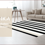 Ultra Soft Area Rug, Non Slip, Stain Resistant, Washable Area Rugs for Living Room, Bedroom, Striped Modern Kitchen Washable Area Rug(Black)