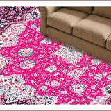 Ultra Soft Area Rug, Non Slip, Stain Resistant, Washable Area Rugs for Living Room, Bedroom, Floral Distressed Washable Rug for Kids Bedroom Decor(Red)
