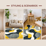 Ultra Soft Area Rug, Non Slip, Stain Resistant, Washable Area Rugs for Living Room, Bedroom, Luxurious Textured Modern Design(Yellow)