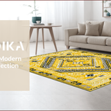 Ultra Soft Area Rug, Non Slip, Stain Resistant, Washable Area Rugs for Living Room, Bedroom, Chic Modern Diamond Aesthetic(Yellow)