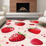 Ultra Soft Area Rug, Non Slip, Stain Resistant, Washable Area Rugs for Living Room, Bedroom, Charming Playful Fruit Motif(Red)