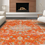 Ultra Soft Area Rug, Non Slip, Stain Resistant, Washable Area Rugs for Living Room, Bedroom, Elegant Soft Tiled Pattern Aesthetic(Orange)