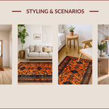 Ultra Soft Area Rug, Non Slip, Stain Resistant, Washable Area Rugs for Living Room, Bedroom, Rustic Orange Abstract Motif(Orange)