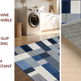 Ultra Soft Area Rug, Non Slip, Stain Resistant, Washable Area Rugs for Living Room, Bedroom, Urban Navy Geometry Touch(Blue)