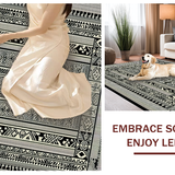 Ultra Soft Area Rug, Non Slip, Stain Resistant, Washable Area Rugs for Living Room, Bedroom, Rustic Natural Tiled Aesthetic(Black)